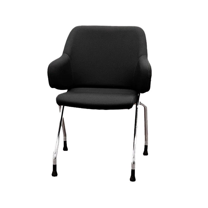 <tc>Boss Design</tc>: Sedia da riunione Skoot in pelle nera - Ricondizionata