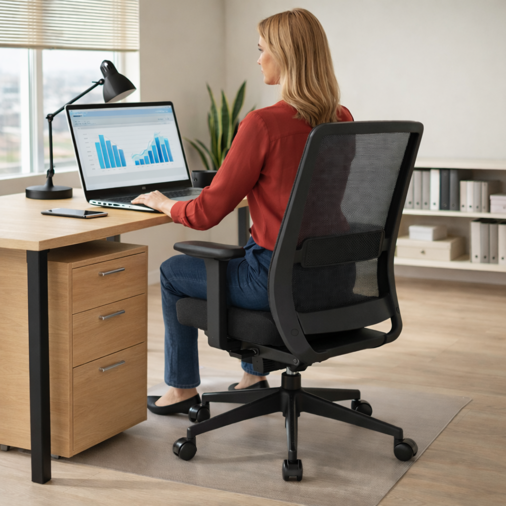 Global: sedia da back office Elipse Mesh in nero - Ristrutturata