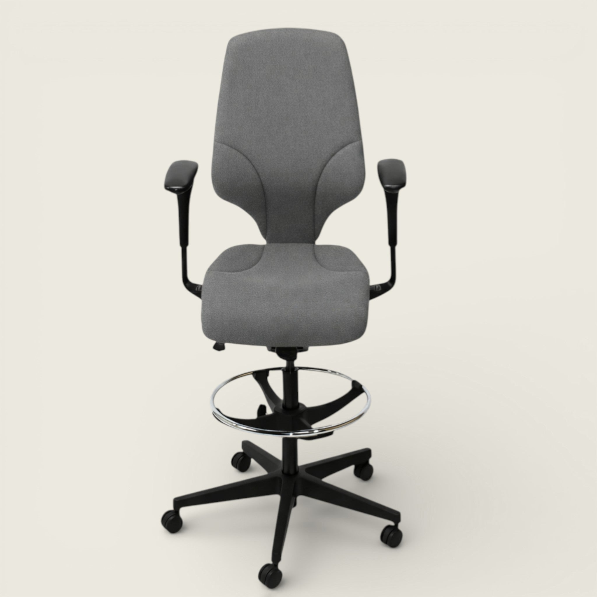 <tc>Giroflex</tc>: Sedia da disegnatore G64 in tessuto grigio - Ristrutturata