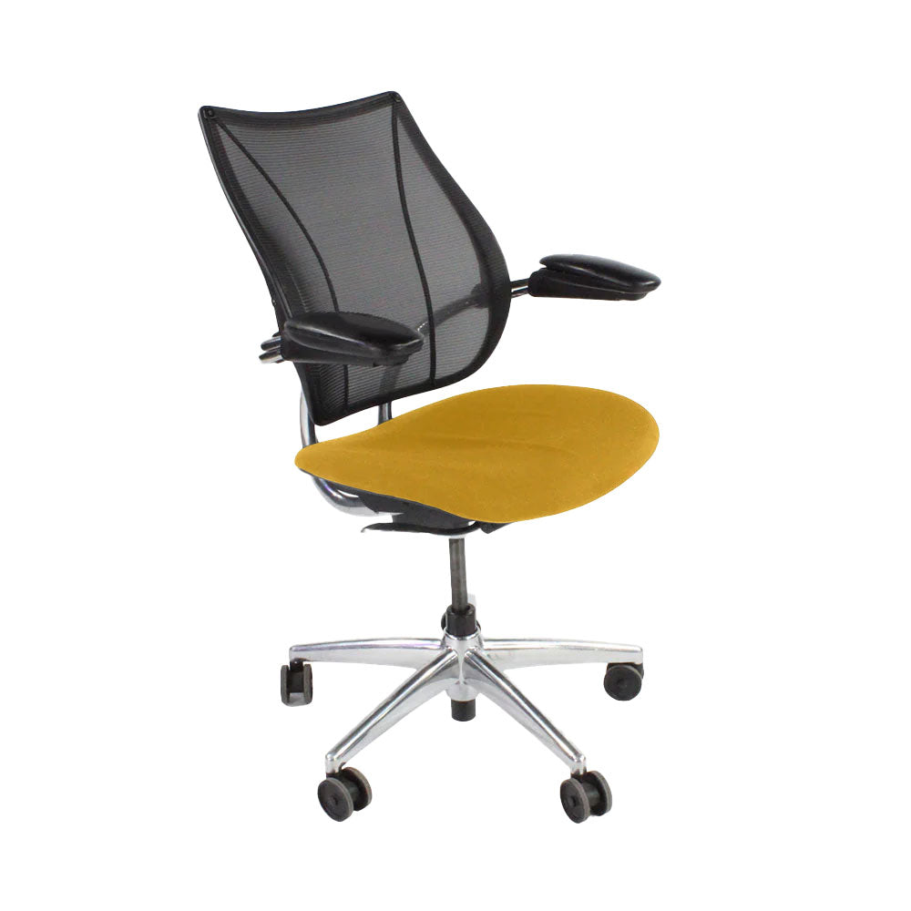 <tc>Humanscale</tc>: <tc>Liberty</tc> Sedia operativa in tessuto giallo/struttura in alluminio - Ricondizionata