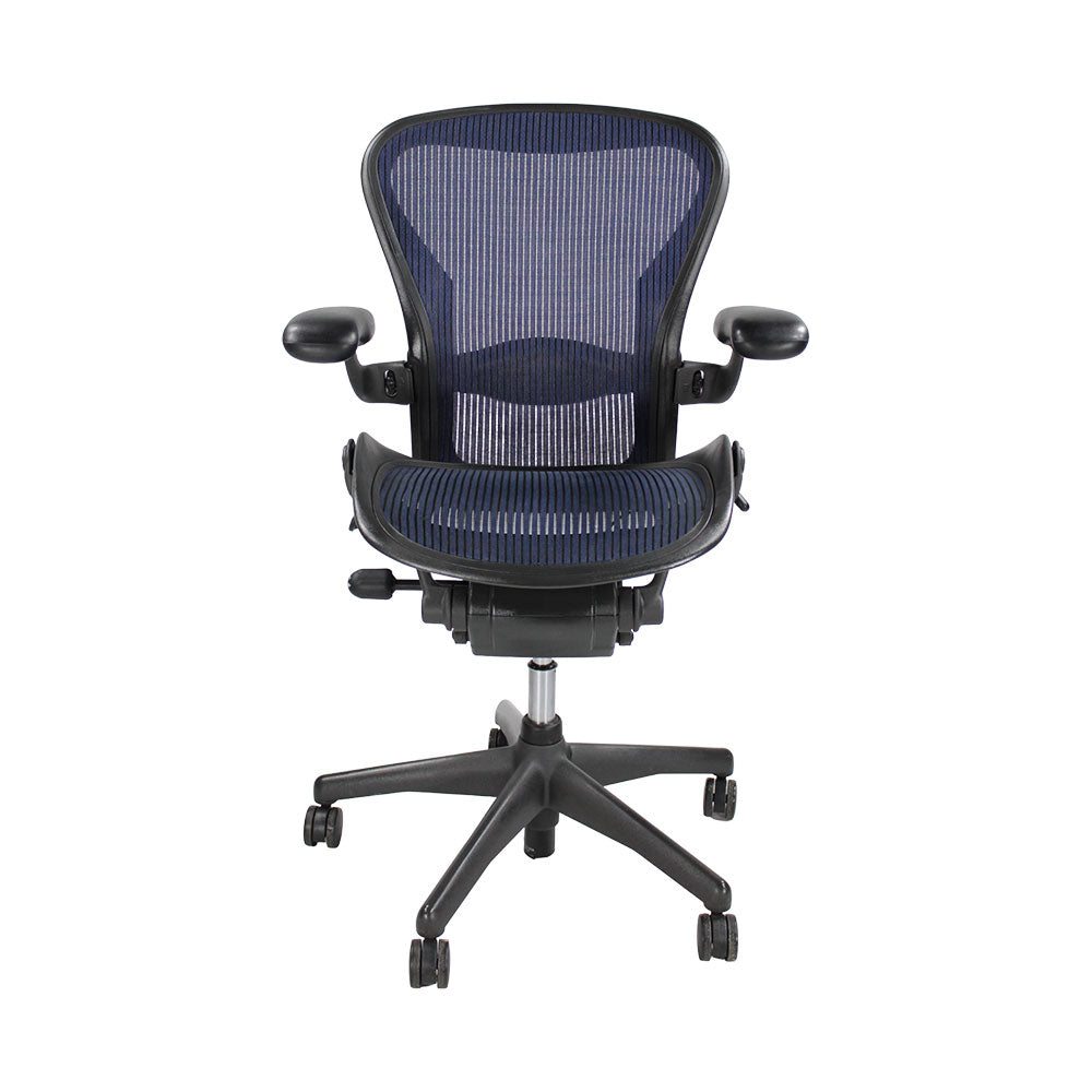 Herman Miller: Aeron Size B with Back Tilt Only in Dark Blue Mesh - Refurbished