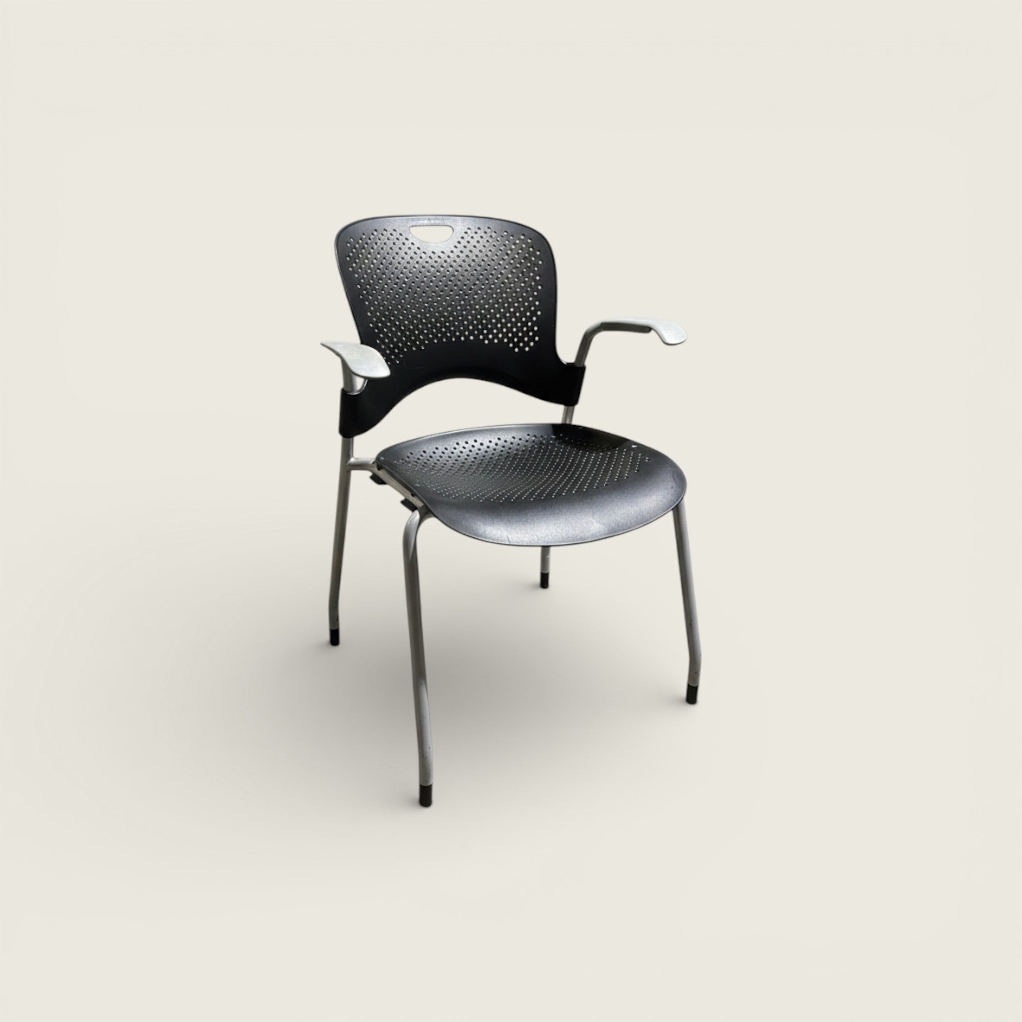 Herman Miller: Caper Stacking Chair -Black back with Grey arms and seat - Refurbished