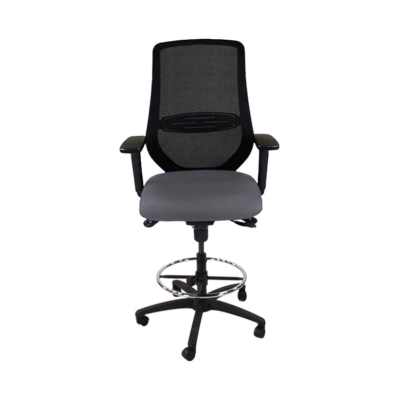 The Office Crowd: Scudo Draughtsman Chair in Grey Fabric - Refurbished