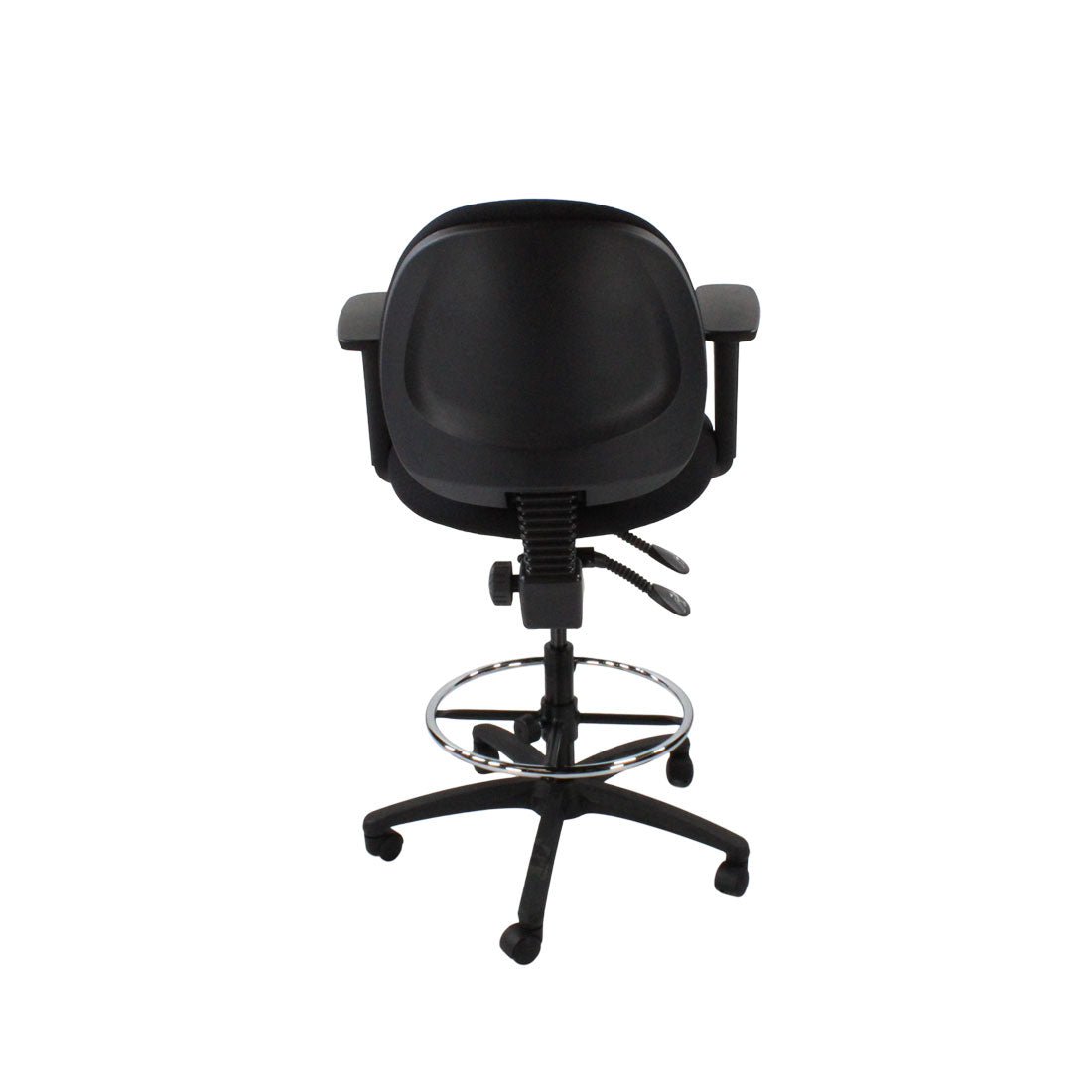 Sassoni: <tc>Scoop</tc> Sedia da disegnatore in tessuto nero - Ristrutturata