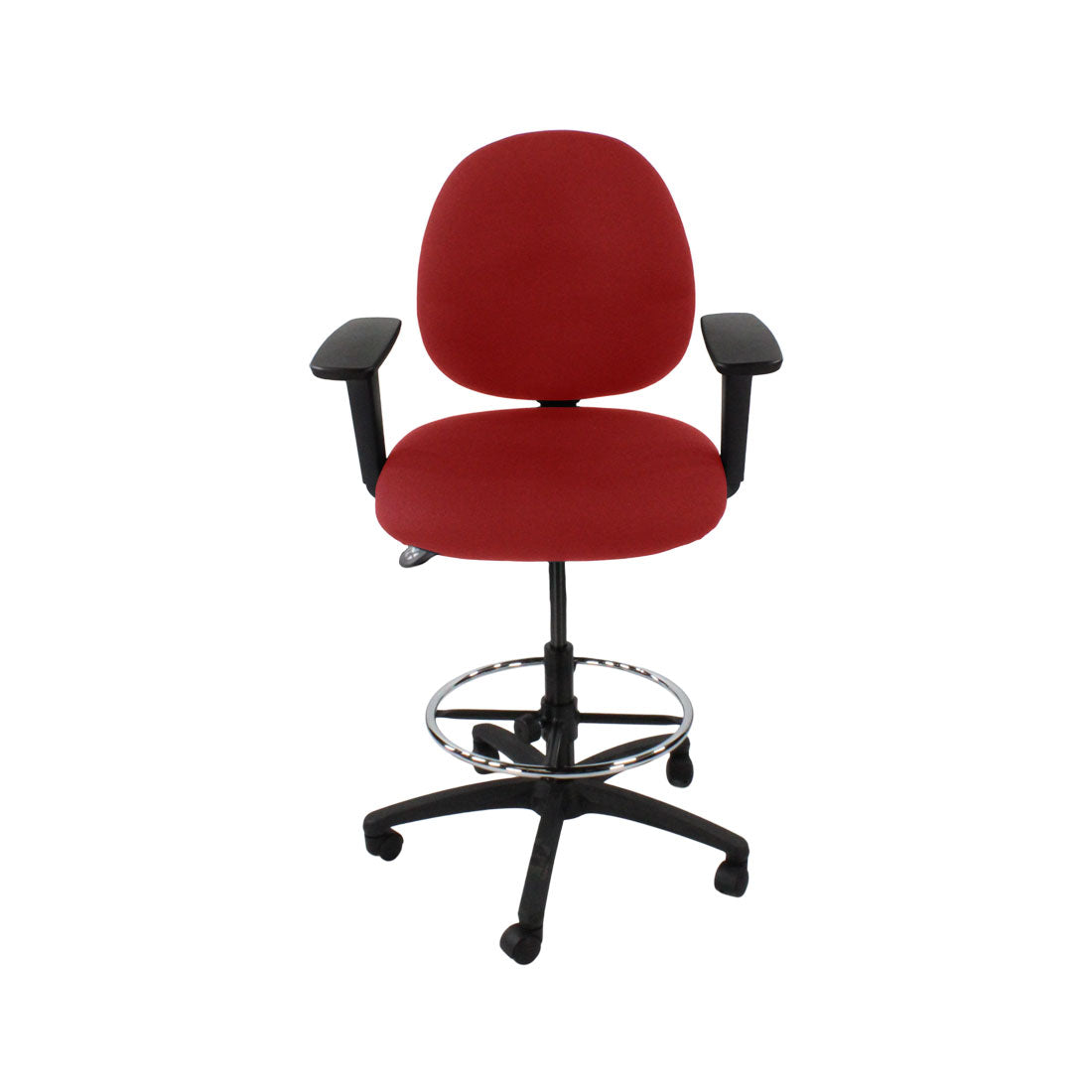 Sassoni: <tc>Scoop</tc> Sedia da disegnatore in tessuto rosso - Ristrutturata