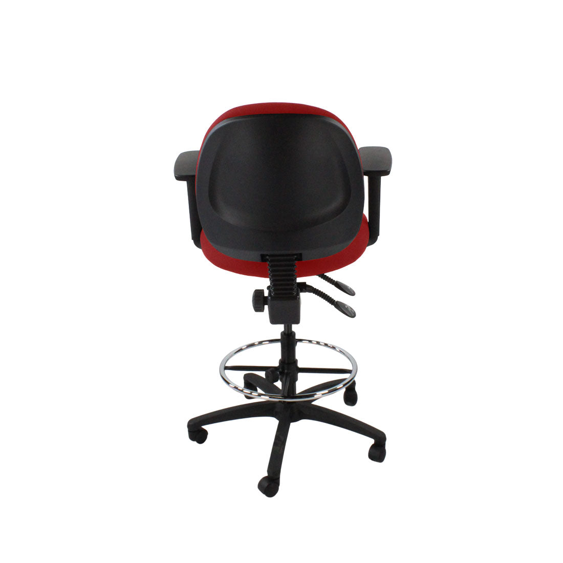 Sassoni: <tc>Scoop</tc> Sedia da disegnatore in tessuto rosso - Ristrutturata