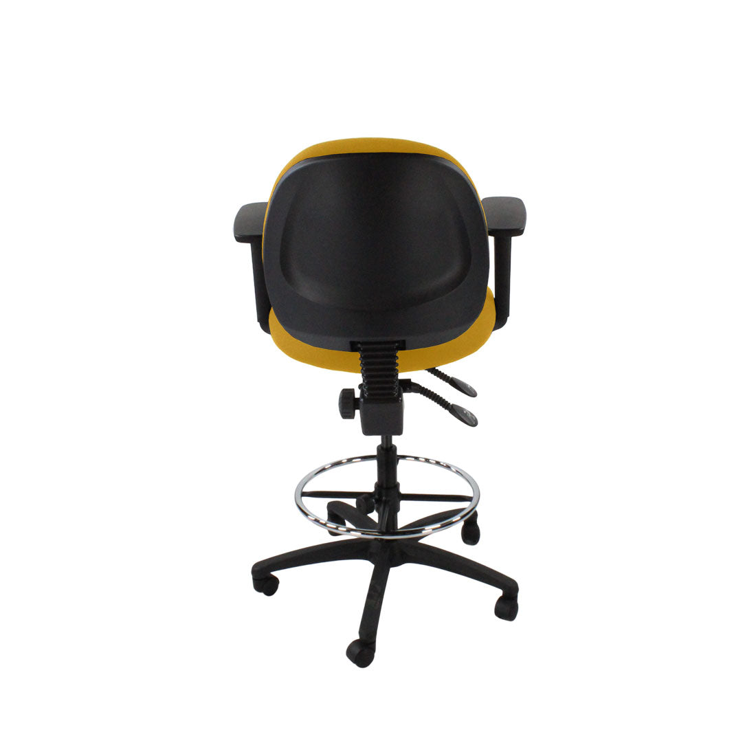 Sassoni: <tc>Scoop</tc> Sedia da disegnatore in tessuto giallo - Ristrutturata
