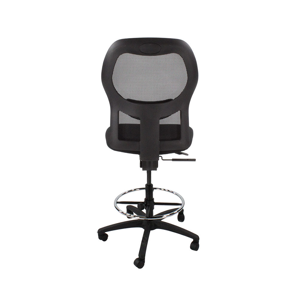 Ahrend: 160 Type Draughtsman Chair Without Arm in Black Fabric - Black Base - Refurbished