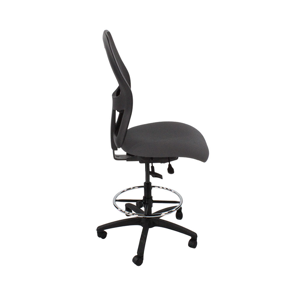 Ahrend: 160 Type Draughtsman Chair Without Arm in Grey Fabric - Black Base - Refurbished