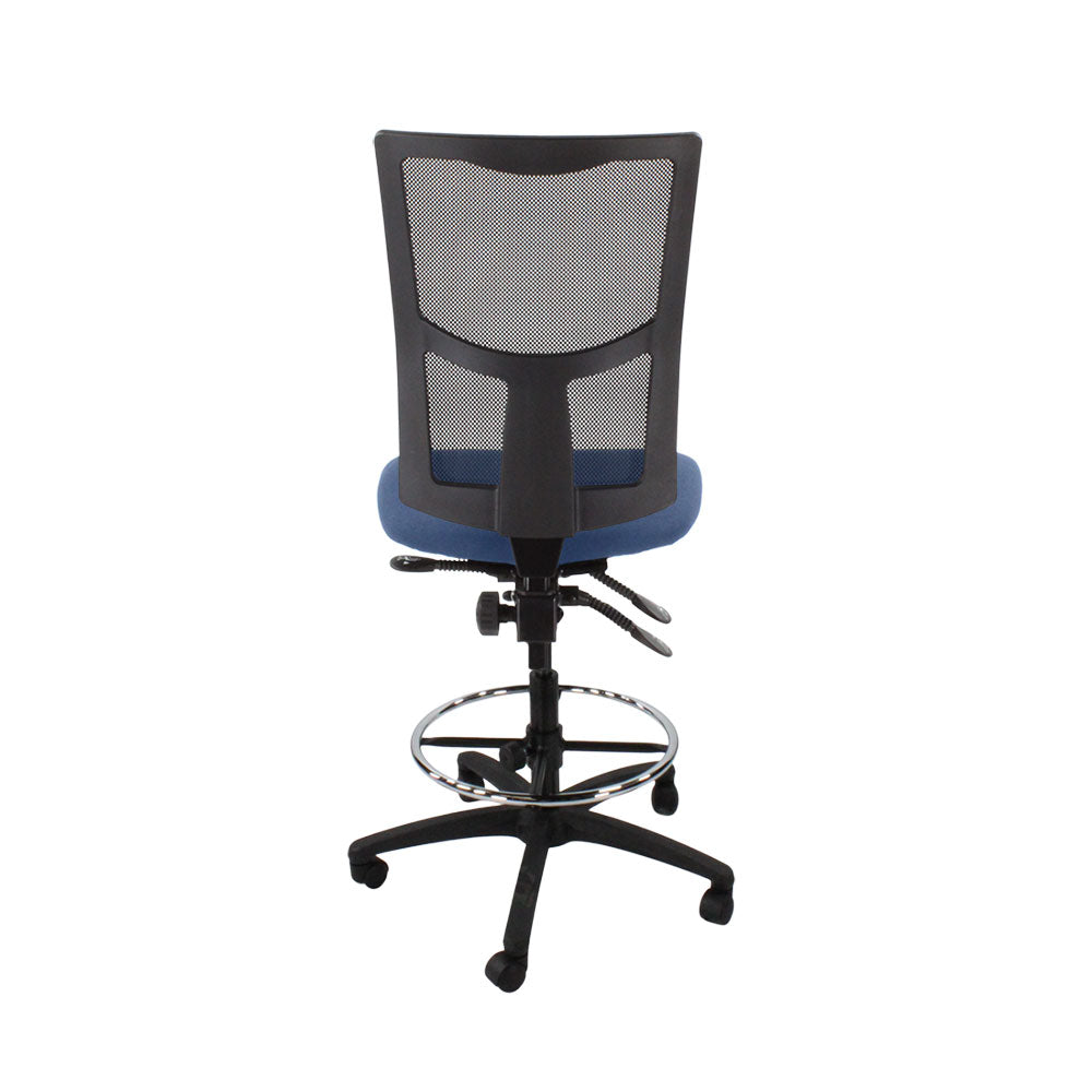 Saxen: Ergo 2 Draughtsman Chair Without Arms in Blue Fabric - Refurbished