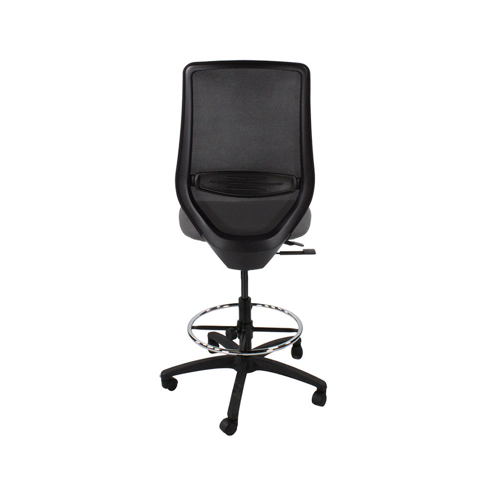 Sassoni: <tc>Scudo</tc> Sedia da disegnatore senza braccioli in tessuto grigio - Ristrutturata