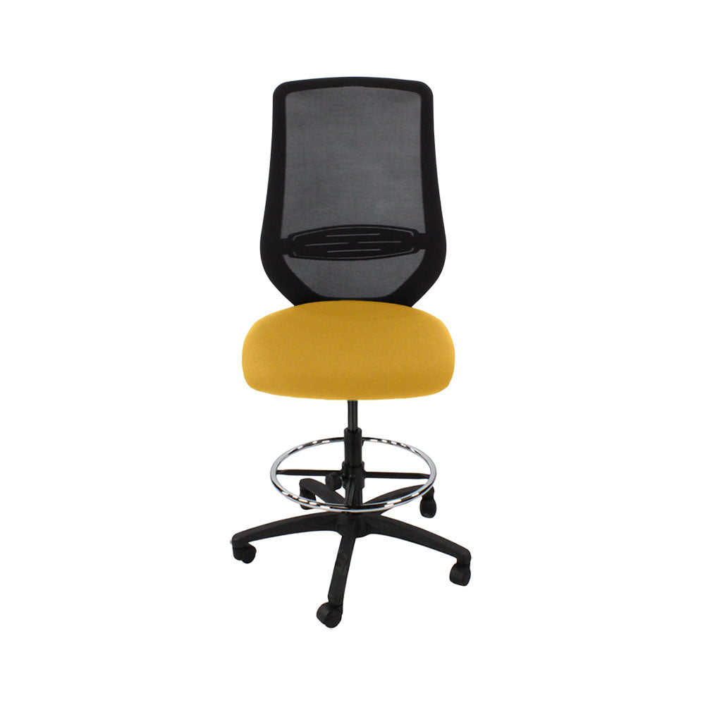Saxen: Scudo Draughtsman Chair Without Arms in Yellow Fabric - Refurbished