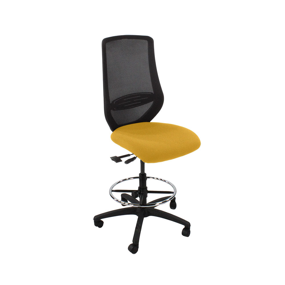 Saxen: Scudo Draughtsman Chair Without Arms in Yellow Fabric - Refurbished
