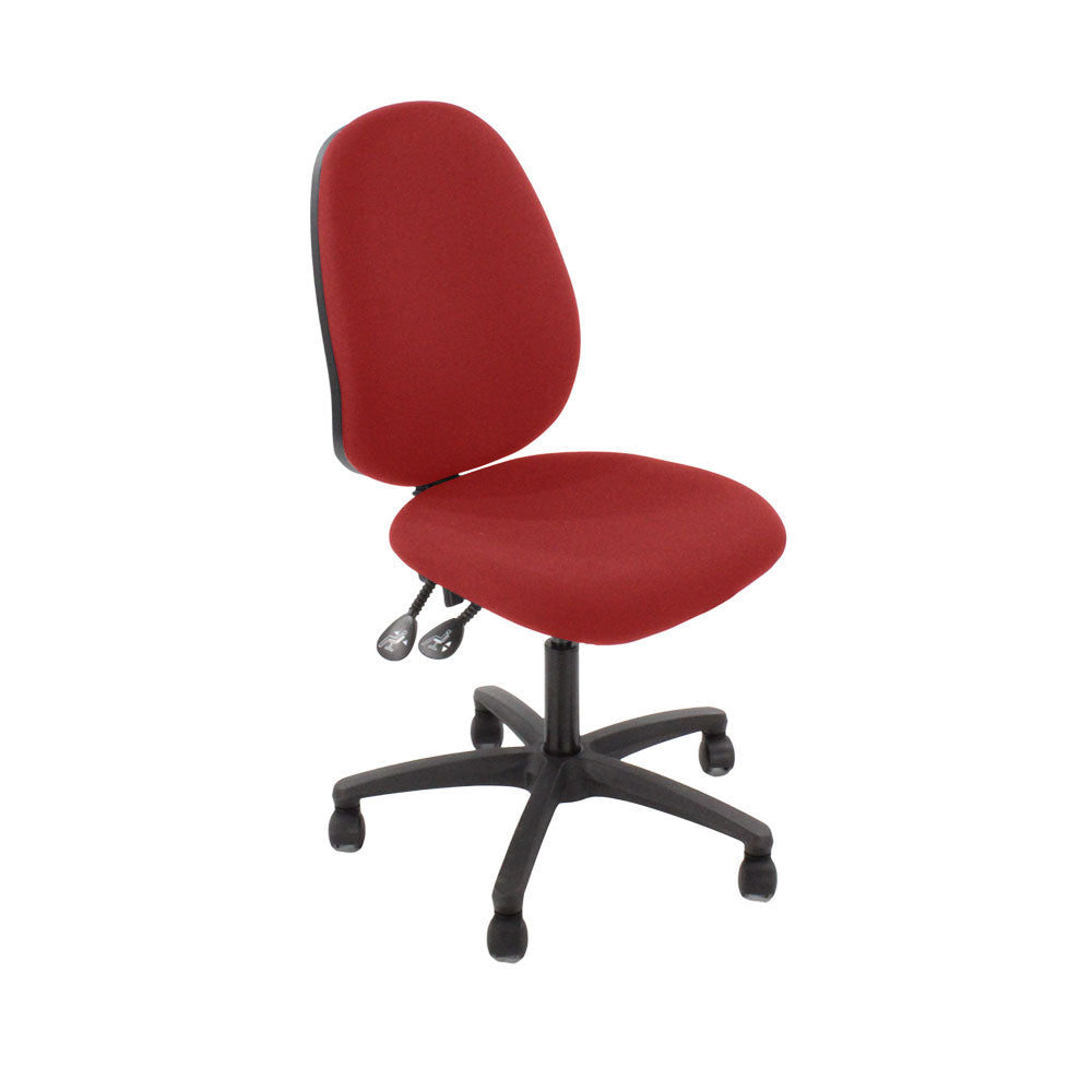 Sassoni: <tc>Scoop</tc> Poltrona da ufficio alta in tessuto rosso senza braccioli - Ristrutturata