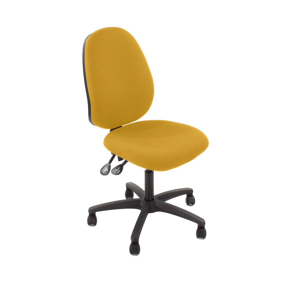 Saxen: Scoop High Operator Chair in Yellow Fabric Without Arms - Refurbished