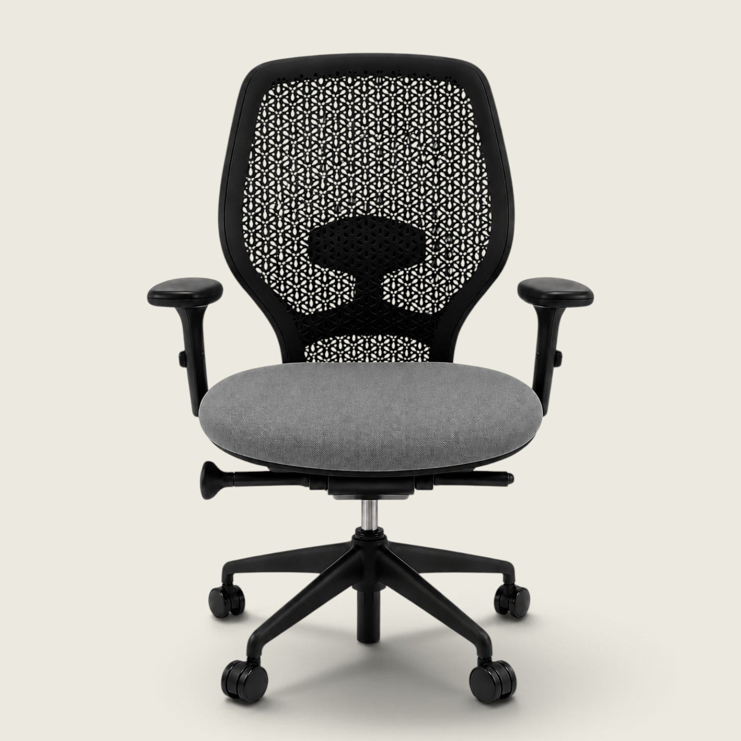 Orangebox: Ara - Task Chair - Black Elastomer Back and Grey Fabric Seat - Refurbished