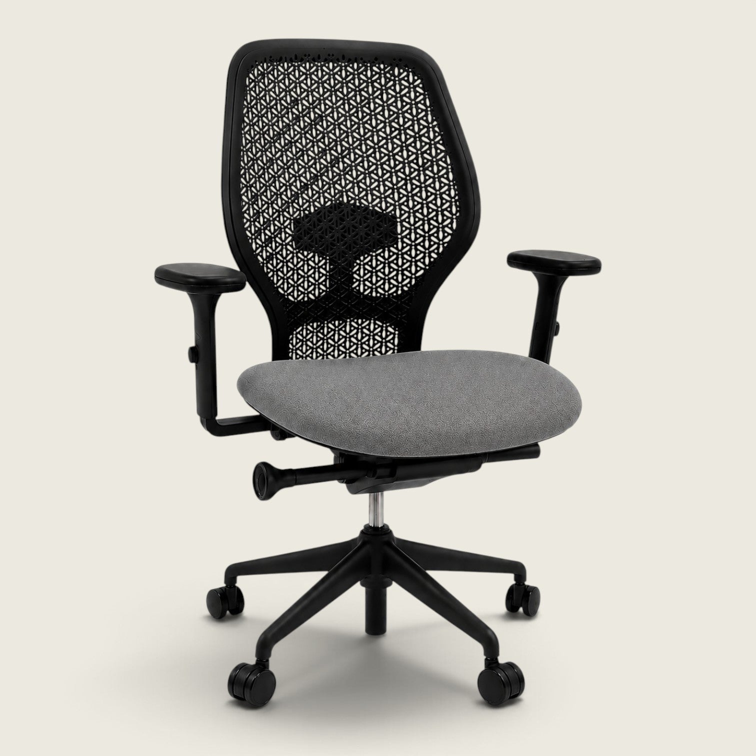 Orangebox: Ara - Task Chair - Black Elastomer Back and Grey Fabric Seat - Refurbished