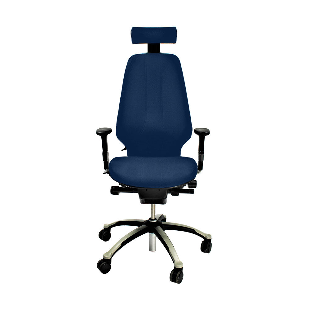 Logica RH: sedia da back office 400 con poggiatesta - tessuto blu - rinnovato