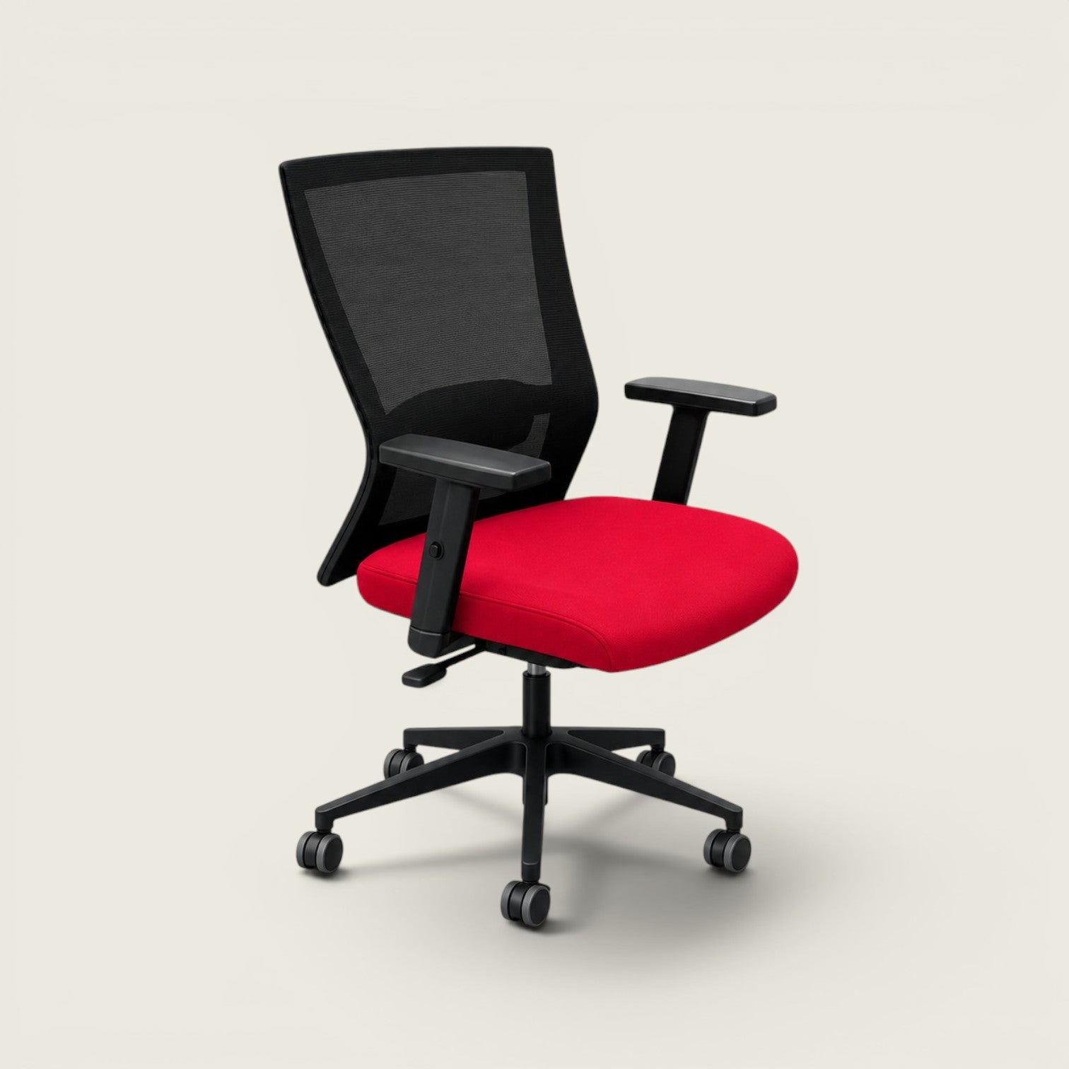 Saxen: Mesh Back Task Chair in Red Fabric - Refurbished