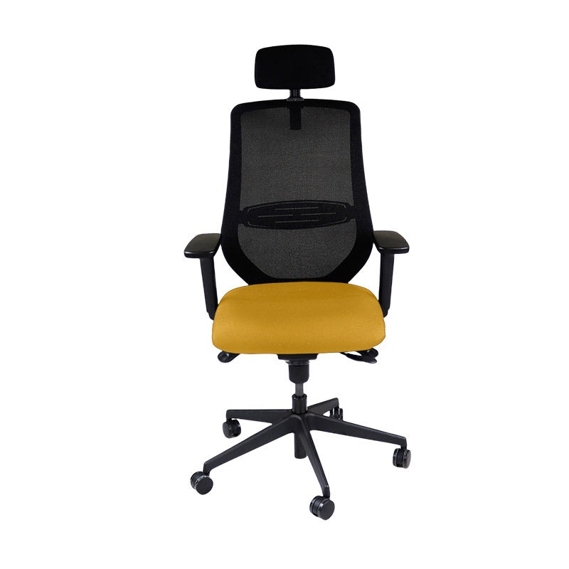 Saxen: Scudo Task Chair with Yellow Fabric Seat with Headrest - Refurbished