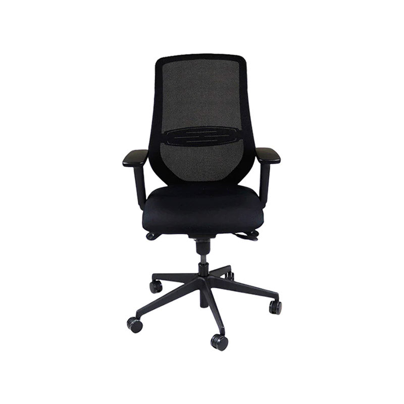 Saxen: Scudo Task Chair with Black Leather Seat without Headrest - Refurbished