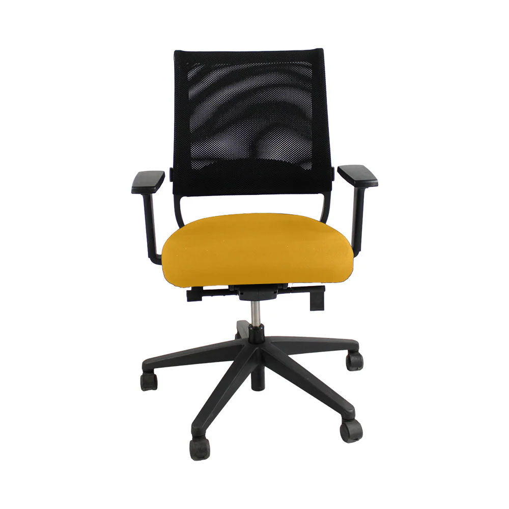 <tc>Sedus</tc>: <tc>Netwin</tc> Sedia NW-100 con schienale in rete in tessuto giallo - Ricondizionata
