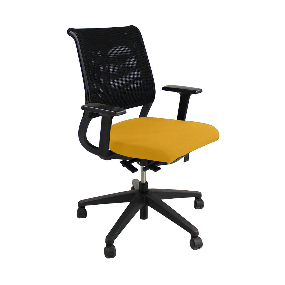<tc>Sedus</tc>: <tc>Netwin</tc> Sedia NW-100 con schienale in rete in tessuto giallo - Ricondizionata