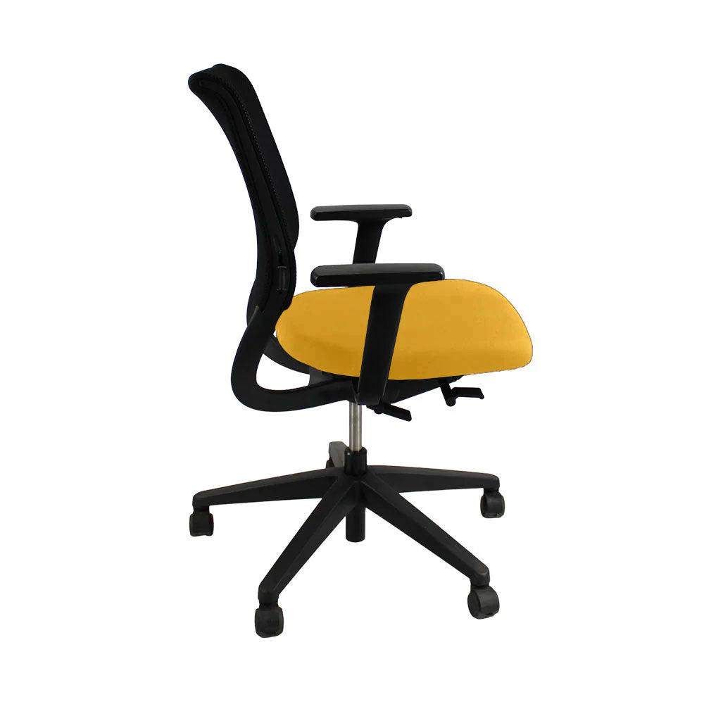 <tc>Sedus</tc>: <tc>Netwin</tc> Sedia NW-100 con schienale in rete in tessuto giallo - Ricondizionata