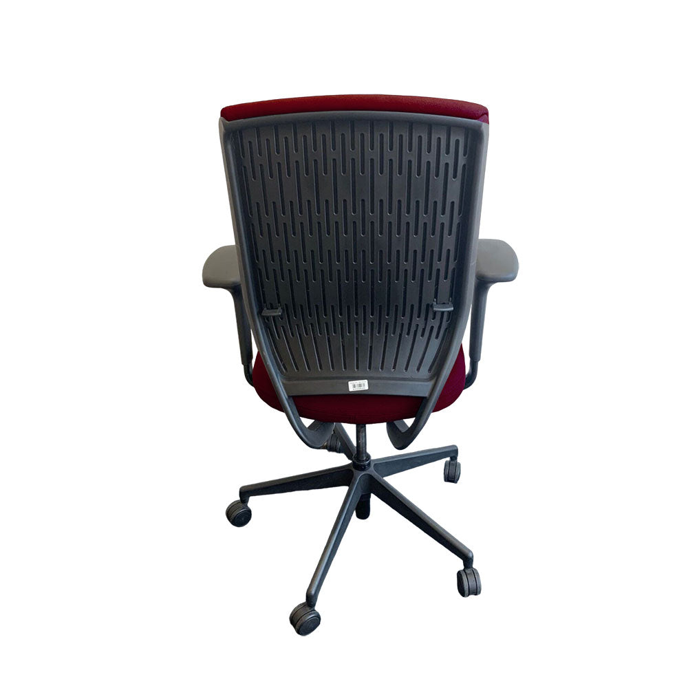 Senator: Evolve High Back Chair with Height Adjustable Arms in Burgundy Leather - Refurbished