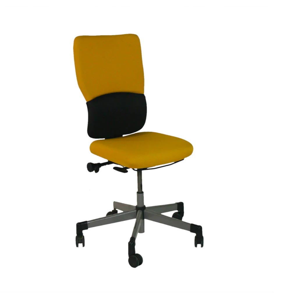 <tc>Steelcase</tc>: <tc>Lets B</tc> - Sedia operativa con schienale alto in tessuto giallo senza braccioli - Ricondizionata
