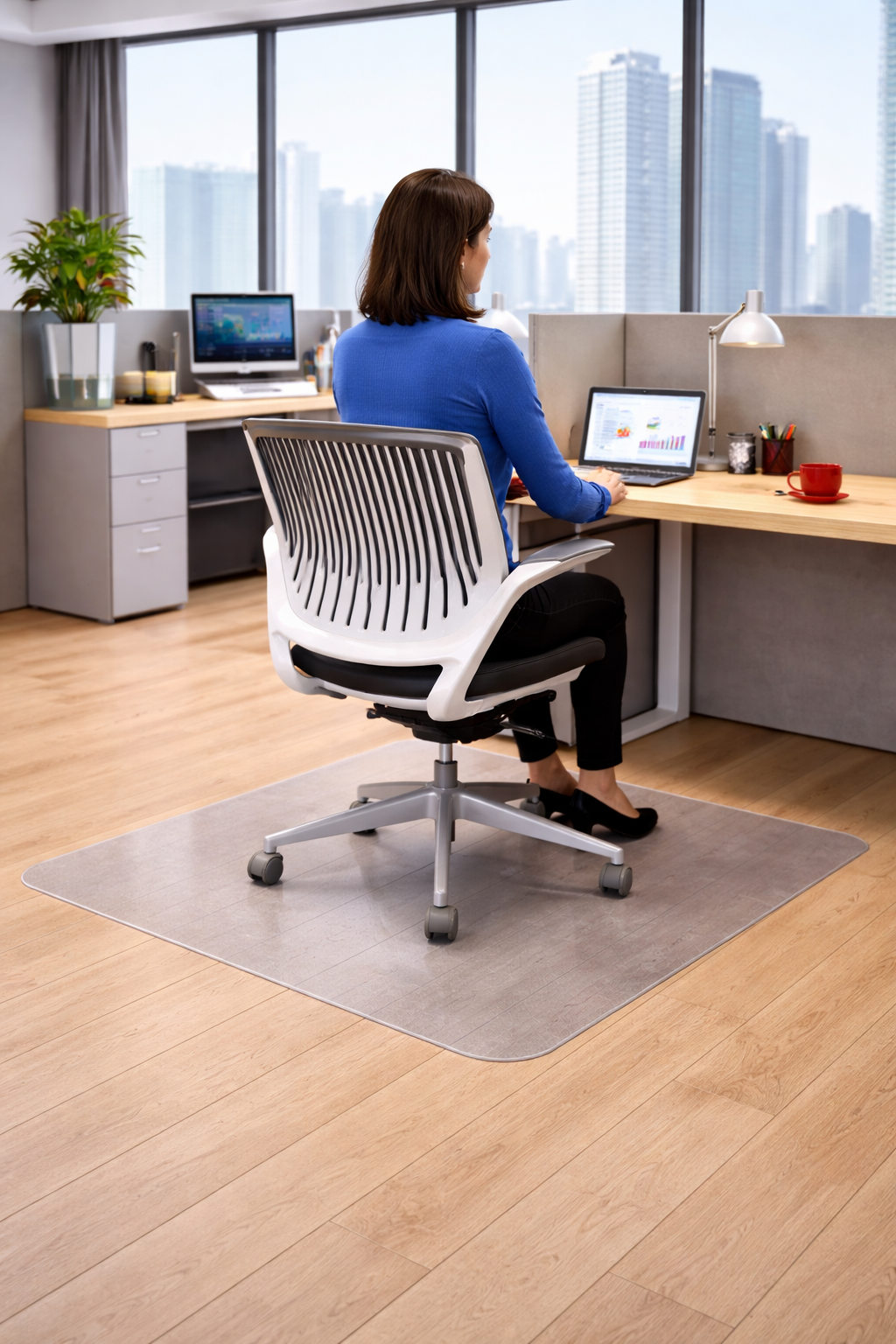 <tc>Steelcase</tc>Sedia da ufficio Cobi nera con struttura bianca - Ricondizionata