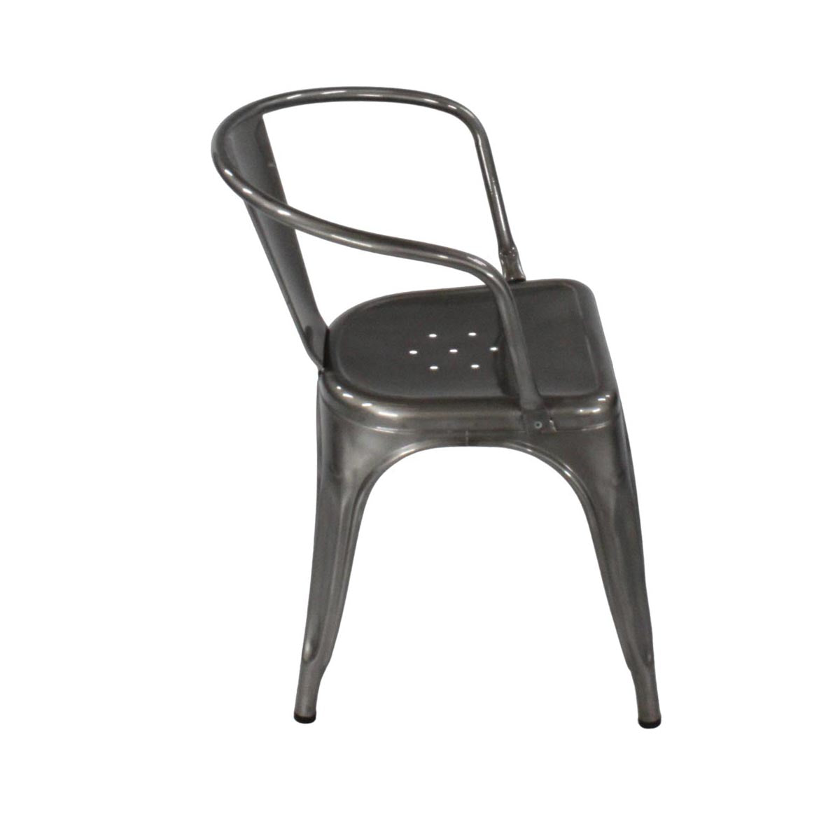 <tc>Tolix</tc>: Sedia da caffè Chaise A in grigio canna di fucile - Ristrutturata