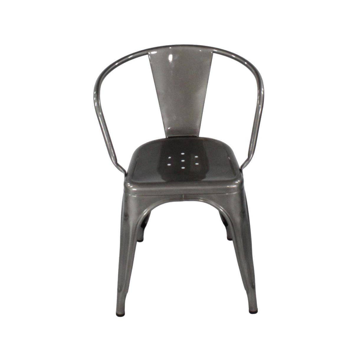 <tc>Tolix</tc>: Sedia da caffè Chaise A in grigio canna di fucile - Ristrutturata