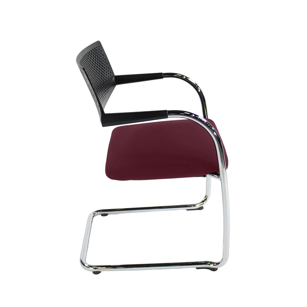 Vitra: VisaVis 2 Meeting Chair in Burgundy Leather - Refurbished