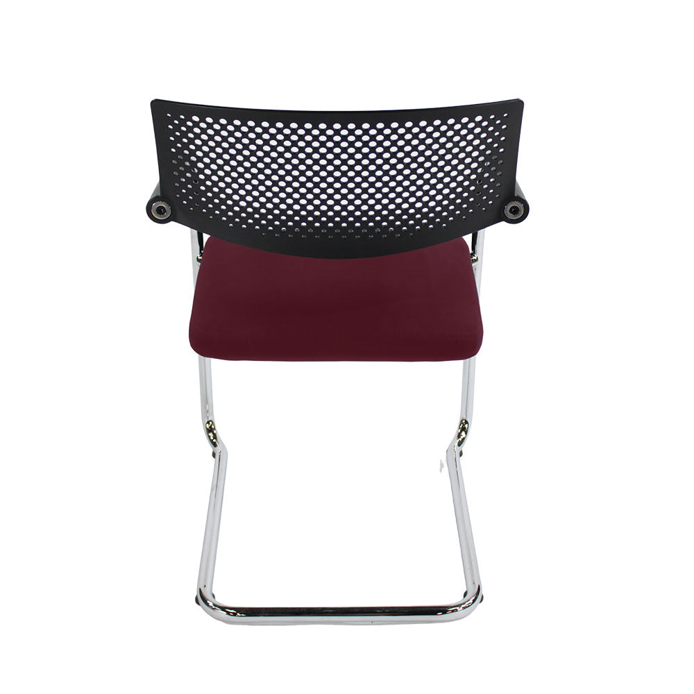 Vitra: VisaVis 2 Meeting Chair in Burgundy Leather - Refurbished