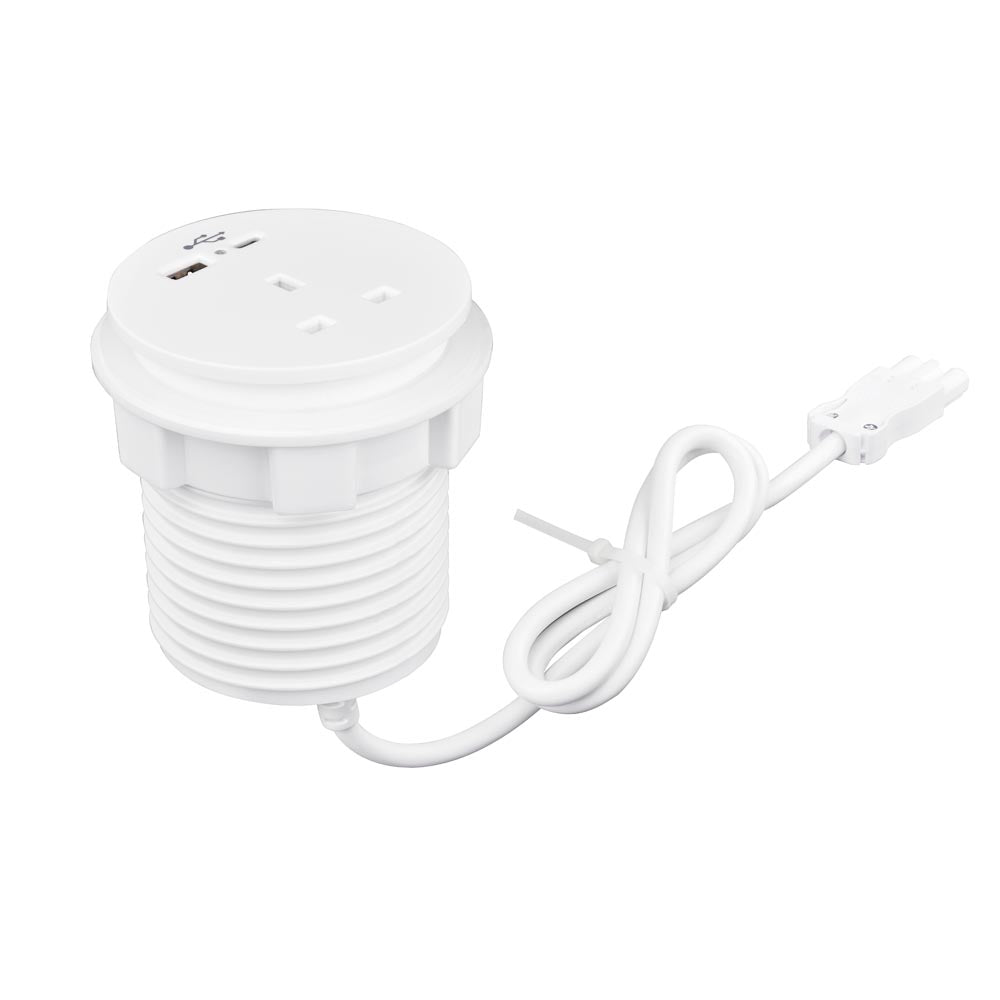 Modulo di alimentazione a duo ionico rotondo IN-DESK in bianco