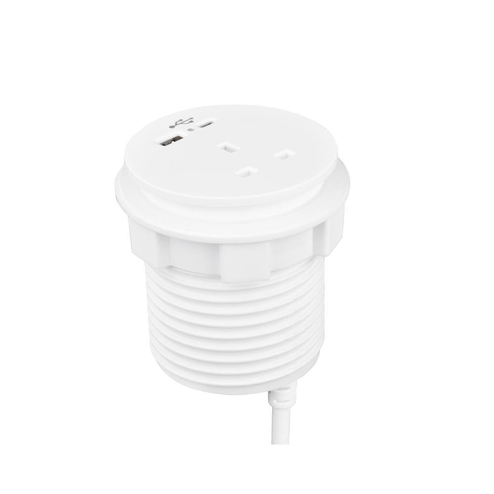 Modulo di alimentazione a duo ionico rotondo IN-DESK in bianco