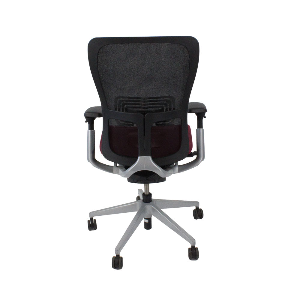 <tc>Haworth</tc>: <tc>Zody Comforto</tc> Sedia operativa 89 in pelle bordeaux/struttura grigia - Ricondizionata