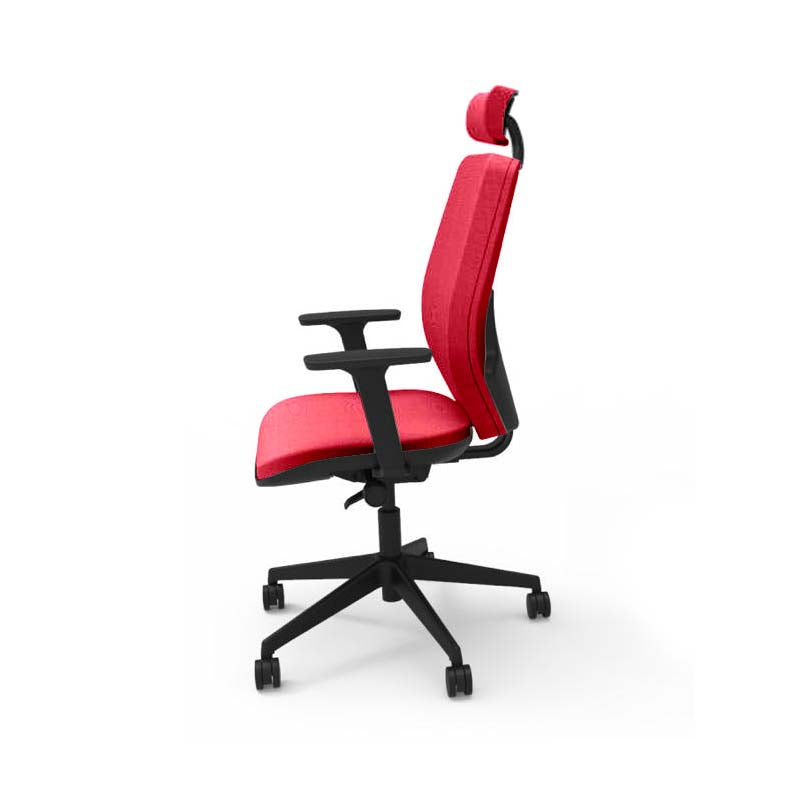 Saxen: Hide Office Chair - Medium Back with Headrest in Red Fabric - Refurbished