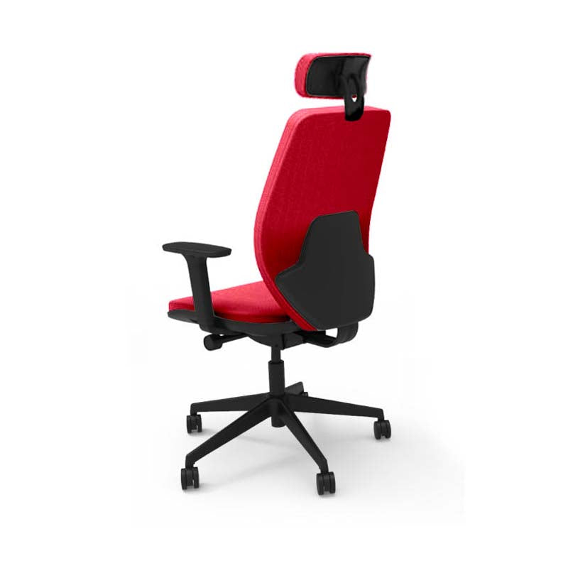 Saxen: Hide Office Chair - Medium Back with Headrest in Red Fabric - Refurbished