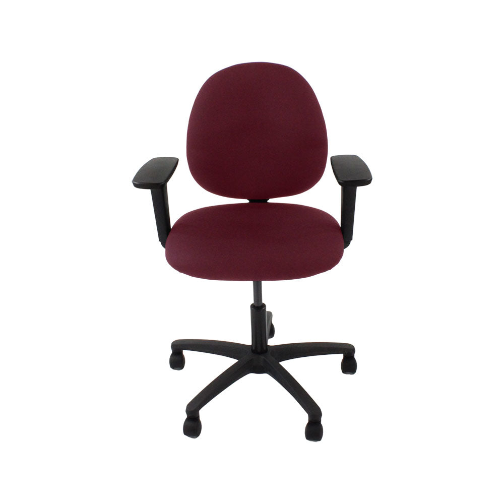 Saxen: Scoop Operator Chair in Burgundy Leather - Refurbished
