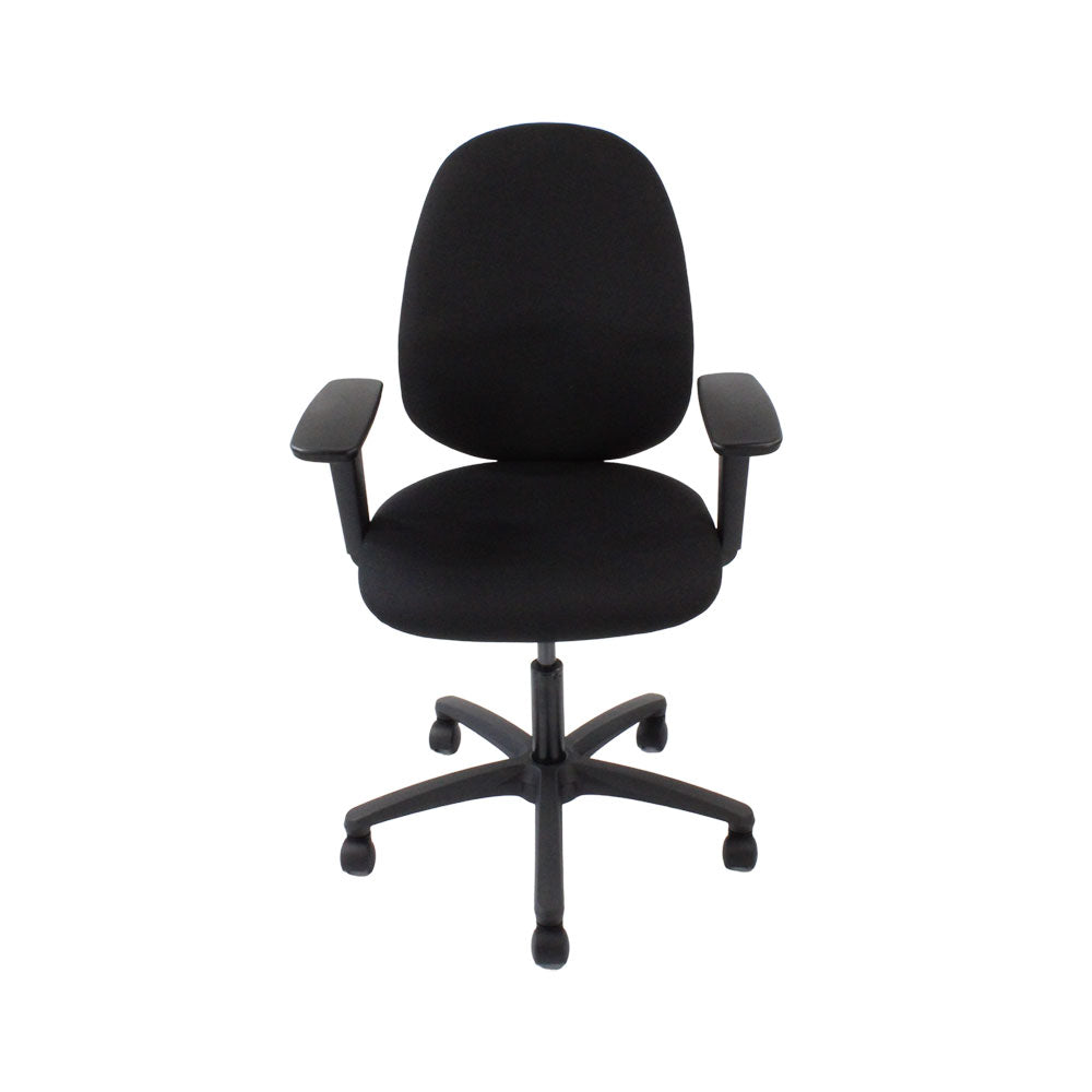 Sassoni: <tc>Scoop</tc> Sedia da ufficio alta in tessuto nero - Ristrutturata