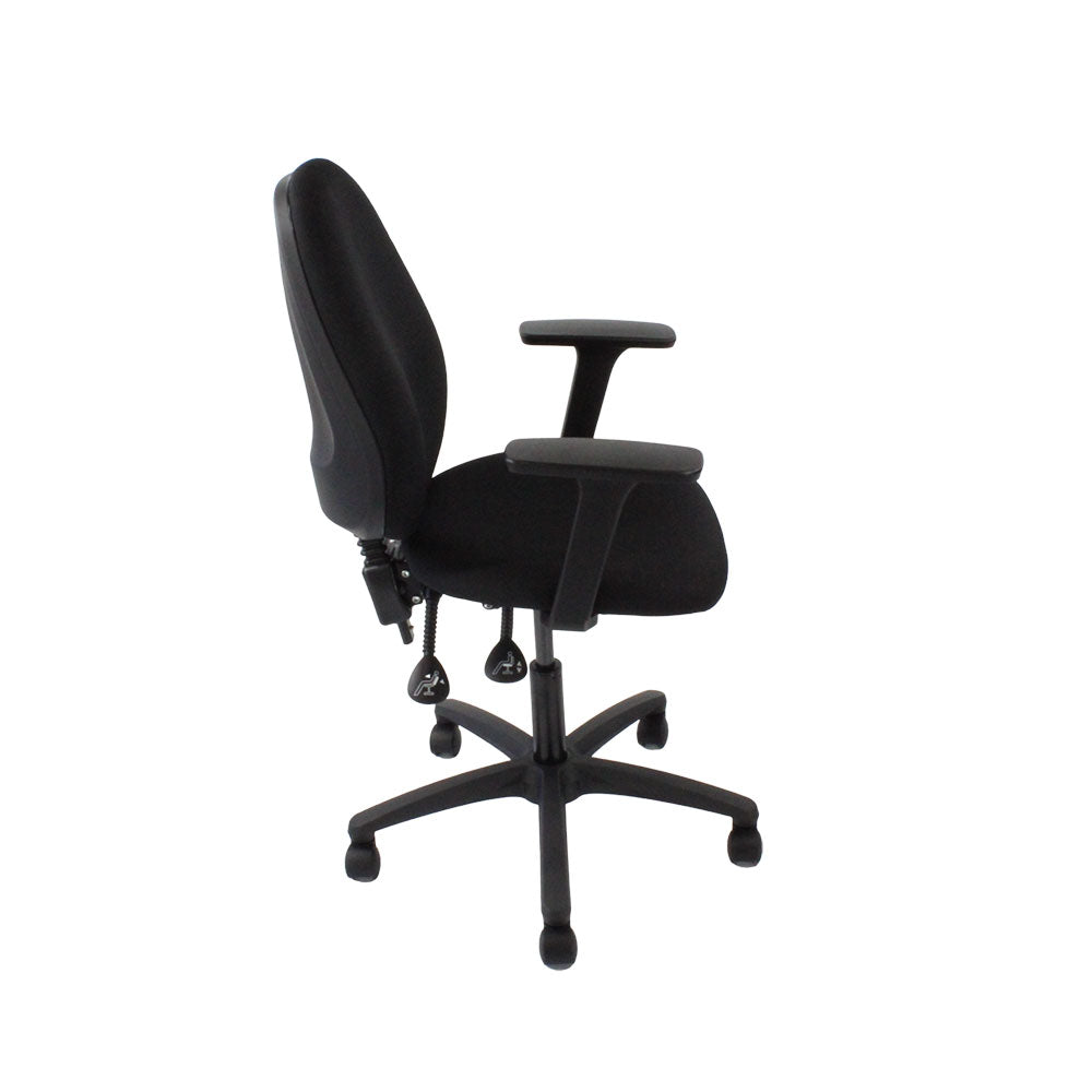 Sassoni: <tc>Scoop</tc> Sedia da ufficio alta in tessuto nero - Ristrutturata