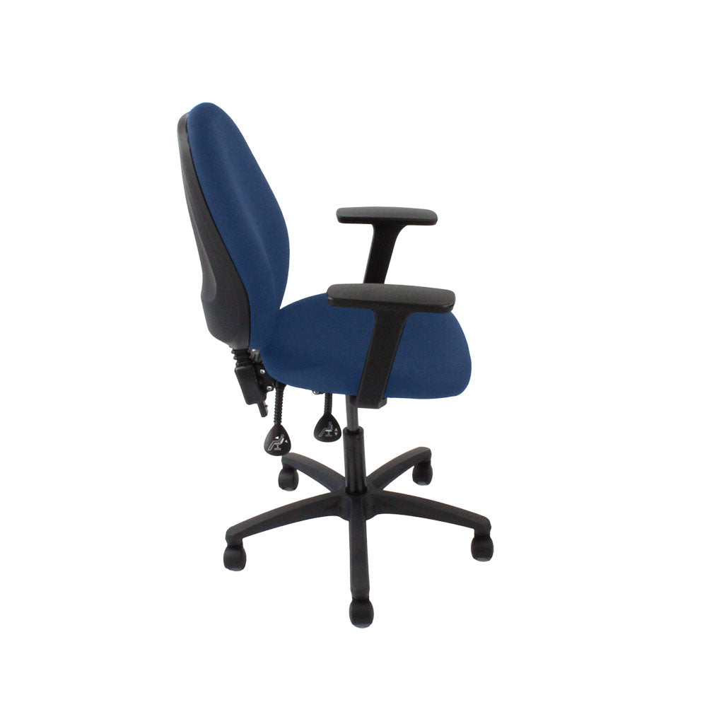 Saxen: Scoop High Operator Chair in Blue Fabric - Refurbished