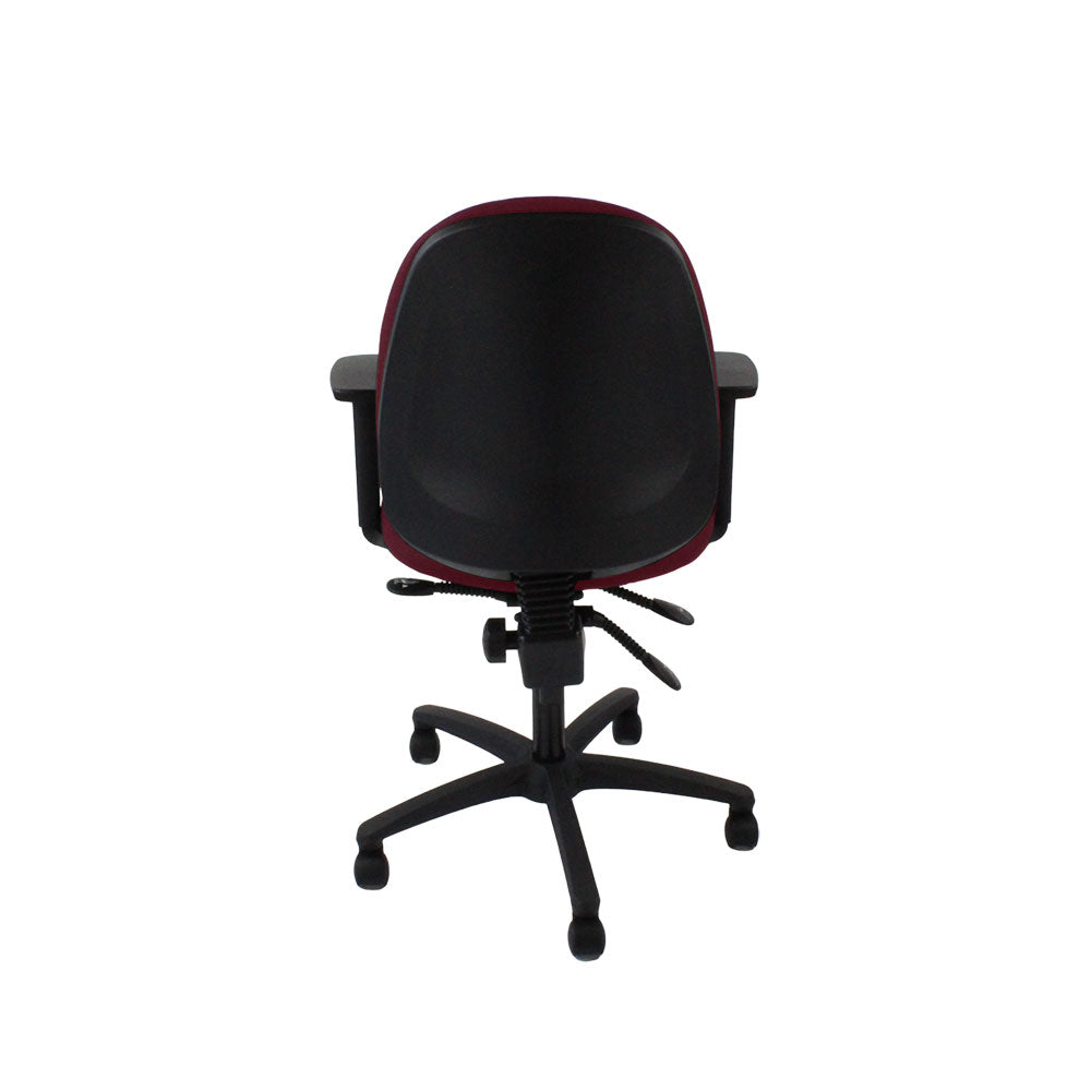 Saxen: Scoop High Operator Chair in Burgundy Leather - Refurbished