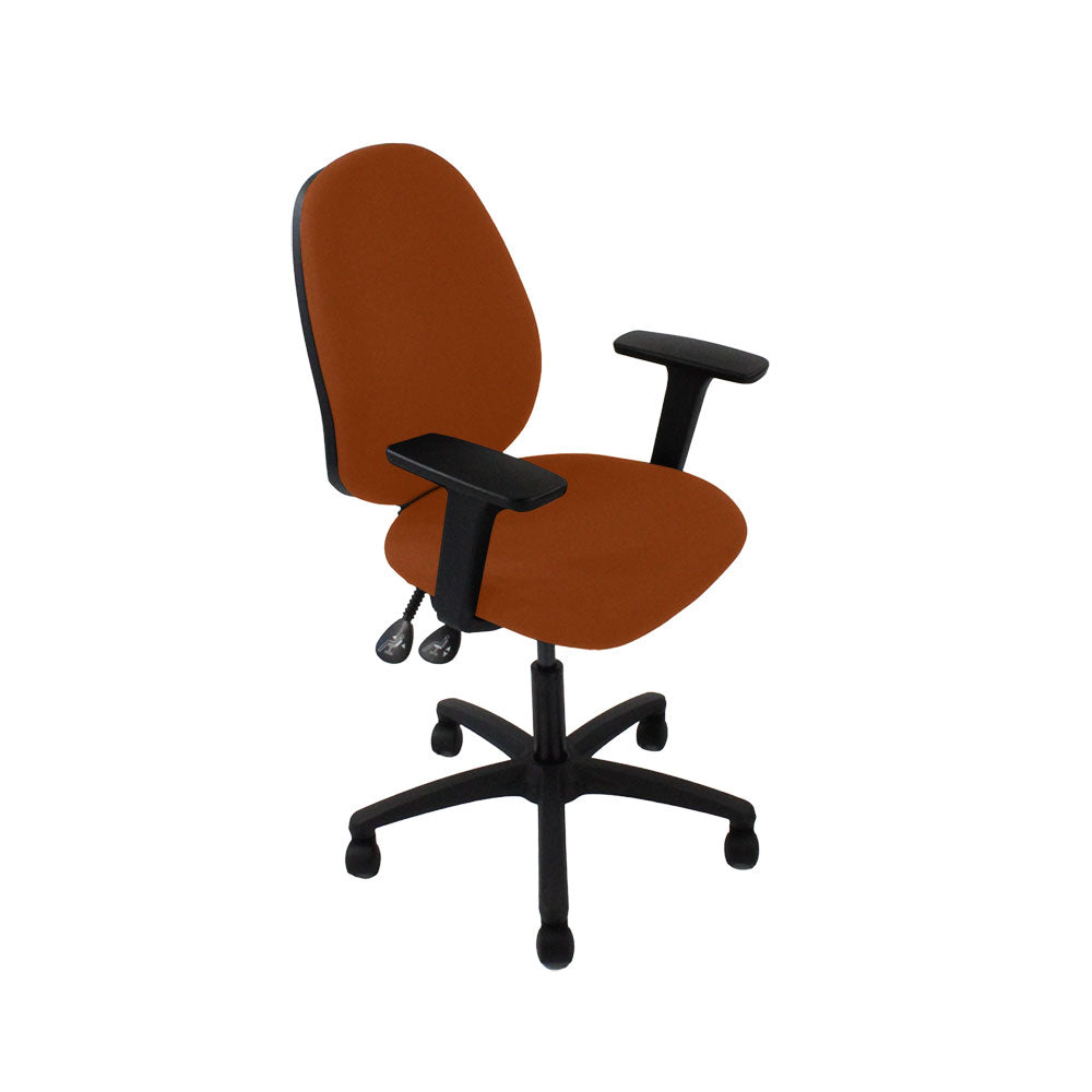 Saxen: Scoop High Operator Chair in Tan Leather - Refurbished