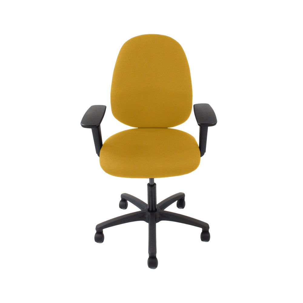 Sassoni: <tc>Scoop</tc> Sedia da ufficio alta in tessuto giallo - Ricondizionata