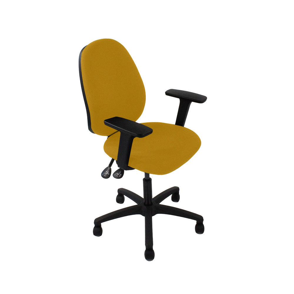 Sassoni: <tc>Scoop</tc> Sedia da ufficio alta in tessuto giallo - Ricondizionata