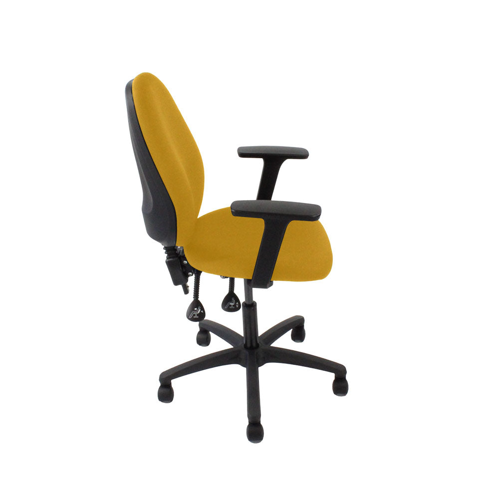 Sassoni: <tc>Scoop</tc> Sedia da ufficio alta in tessuto giallo - Ricondizionata