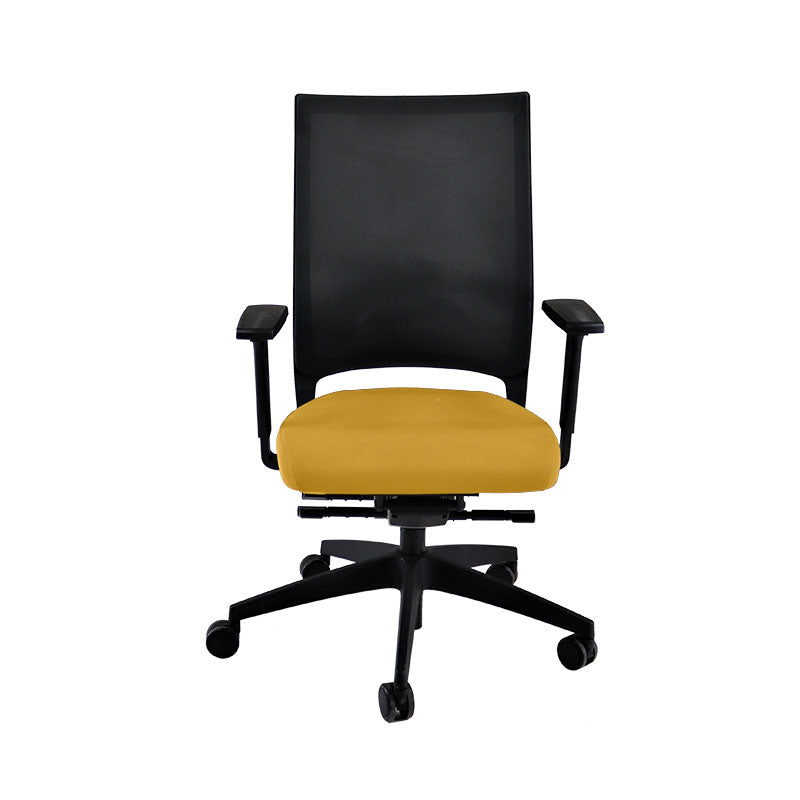 <tc>Sedus</tc>: <tc>Quarterback</tc> Sedia da ufficio con struttura nera in tessuto giallo - Ricondizionata